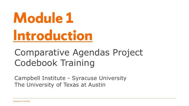 Module 1 title slide — Introduction to the Policy Agenda Project