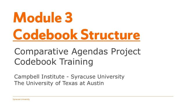 Module 3 title slide — The structure of the codebook