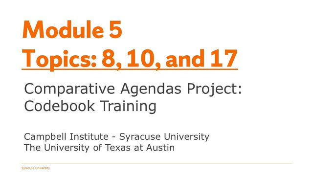Module 5 title slide — Practical exercises in document coding