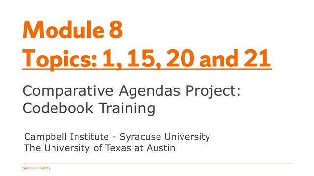 Module 8 title slide — Special cases, including Native American affairs and water resources